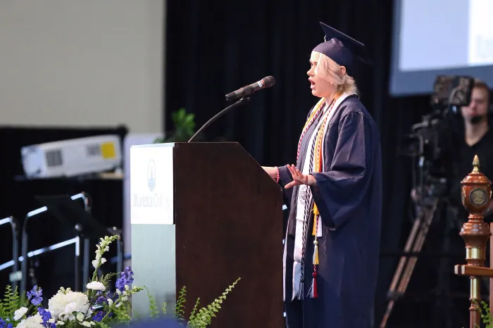 Student speaker at the podium