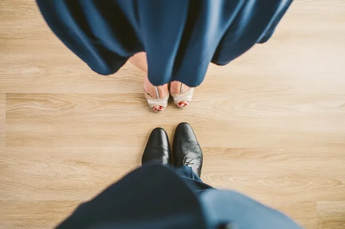 Looking down on shoes