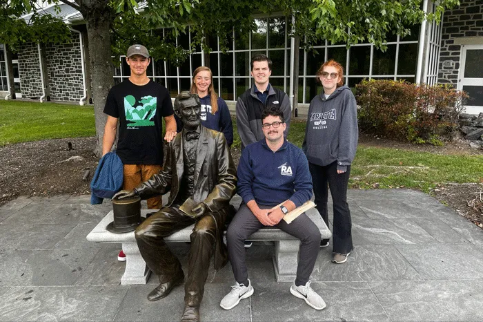 Students with Abe Lincoln