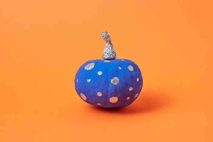 Pumpkin painted blue