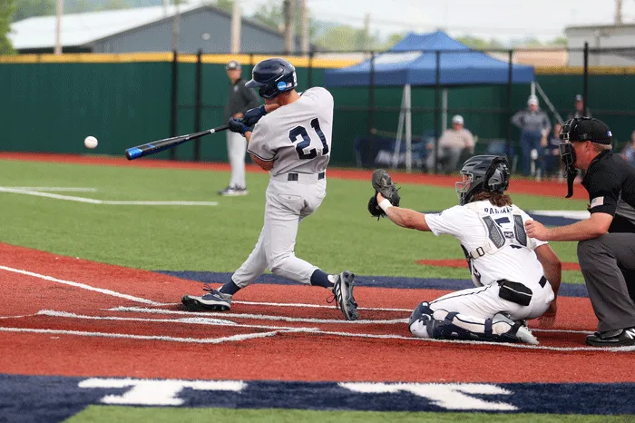 Batter taking a swing