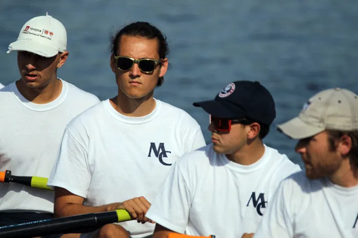 Rowers relaxing before a race