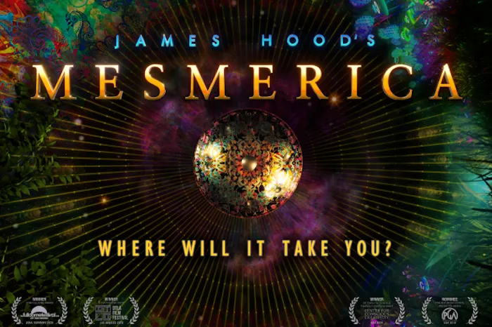 Movie poster. TEXT: James Hood's MESMERICA Where will it take you?