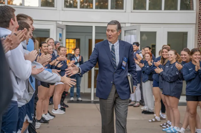 Students recognize Joe Chlapaty for his generosity.