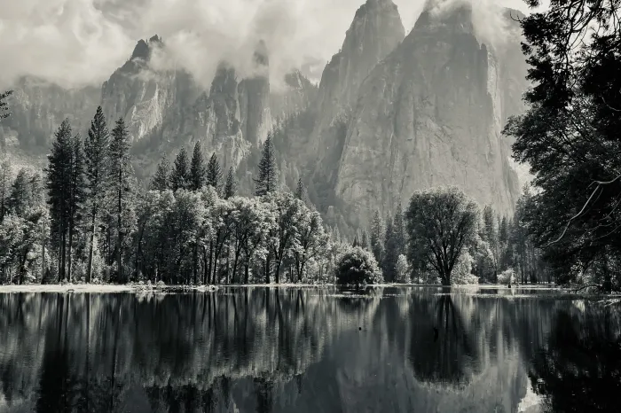 Clouds descending in Yosemite National Park.