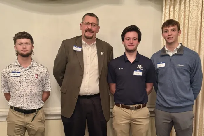Professor Doug Ankrom, Kade Demchak, Brett Dixon, and Tanner Stoneking