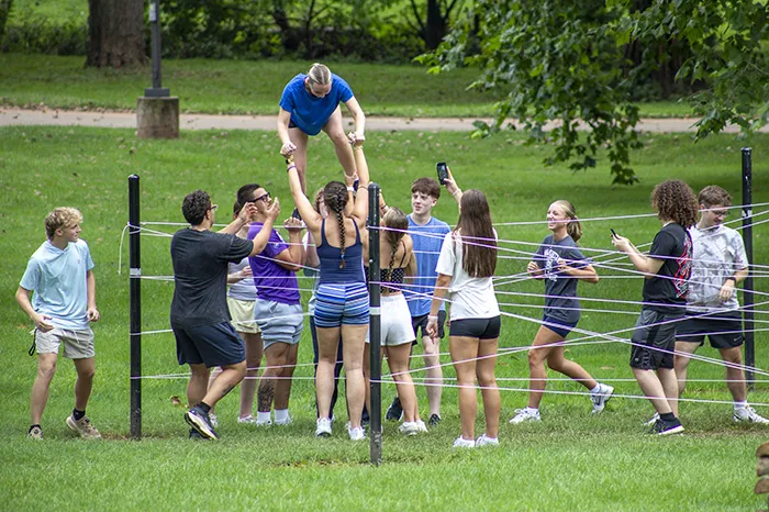 EXCEL 2026 students participate in a ropes course team building