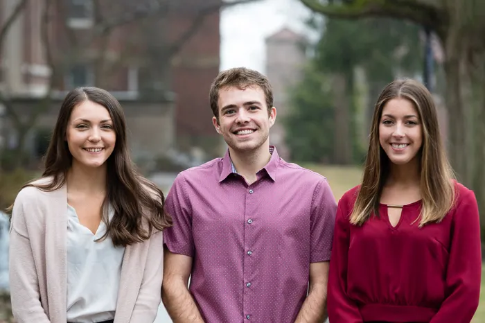 Marietta students Taryn Hicks, Alex Hogan and Abby Tornes on campus