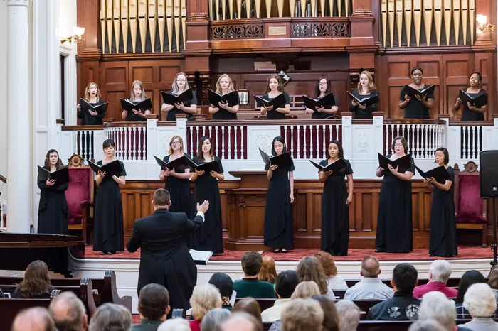 Choir performing at a church
