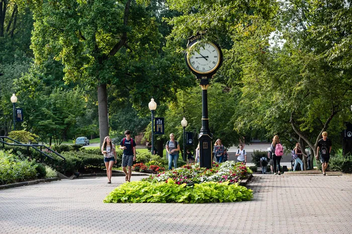 Students walking along The Christy Mall