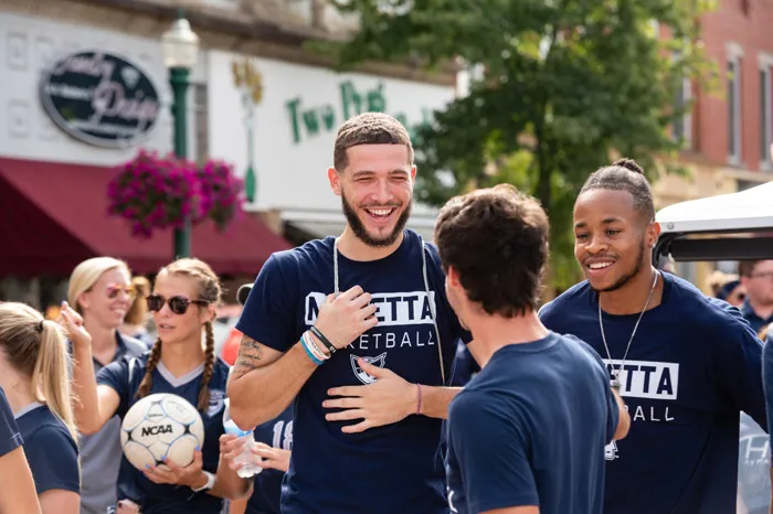 Marietta College students in downtown Marietta