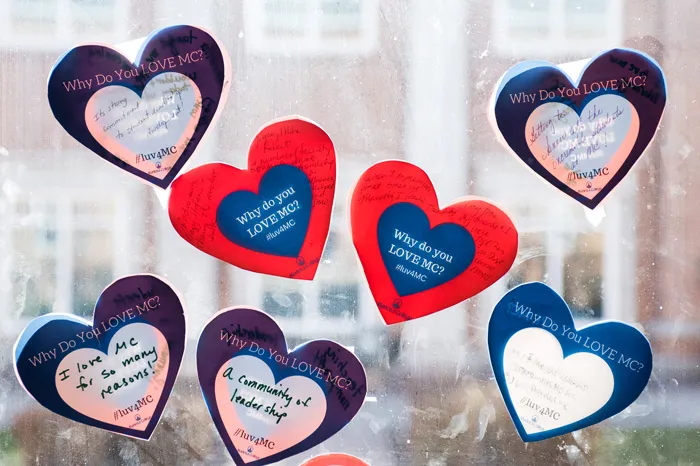 Hearts taped to a window