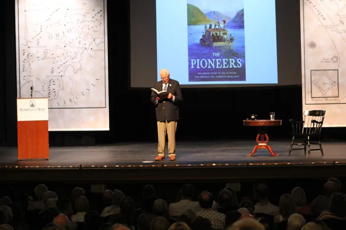 Author David McCullough speaking at Peoples Bank Theatre