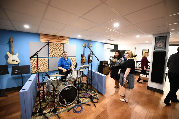 Students in a music therapy room