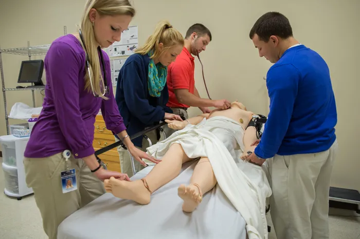 PA students practicing on a dummy