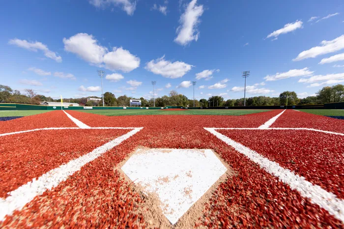 Looking out from home plate to the rest of Pioneer Park