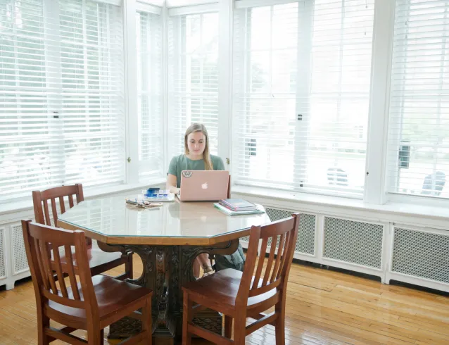 Female student studying alone