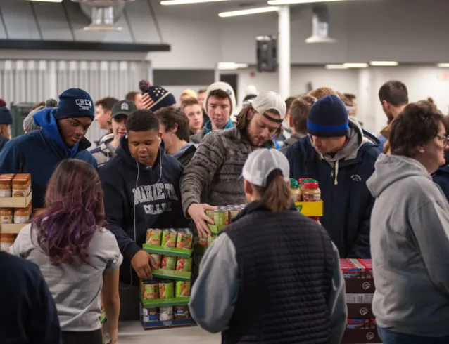 Students participate in an MLK Day volunteer event