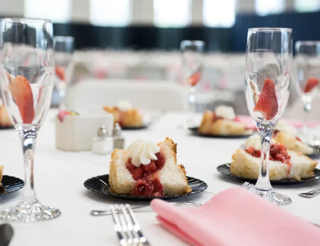 Table setting with food