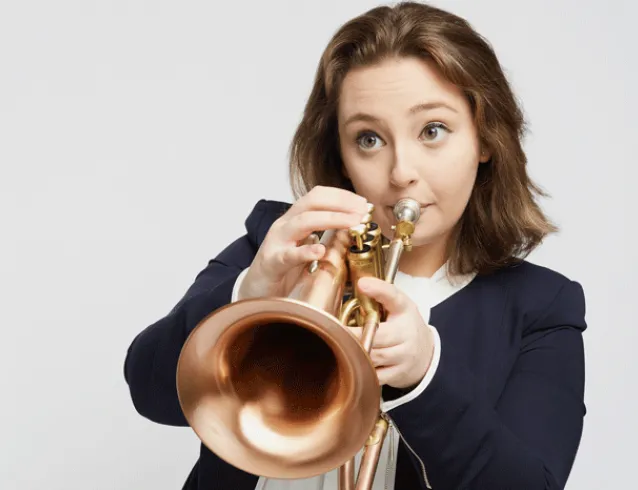 Kellin Hanas playing a trumpet