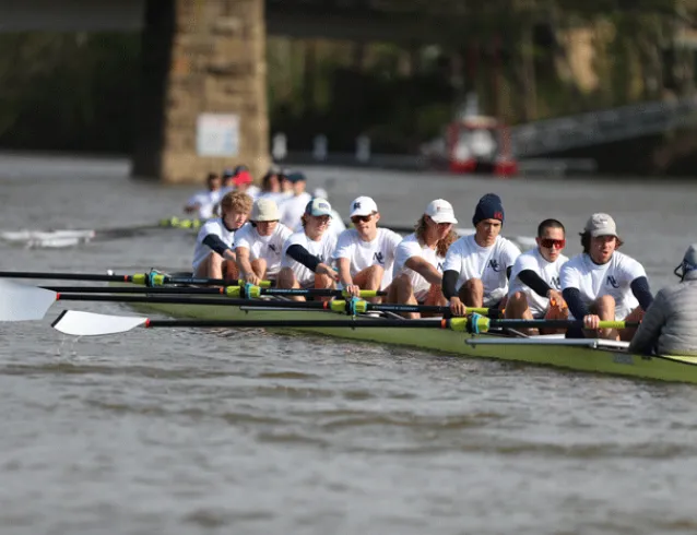 Varsity 8 charging to the finish line