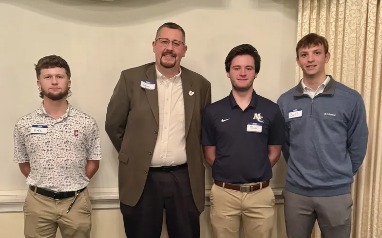 Professor Doug Ankrom, Kade Demchak, Brett Dixon, and Tanner Stoneking