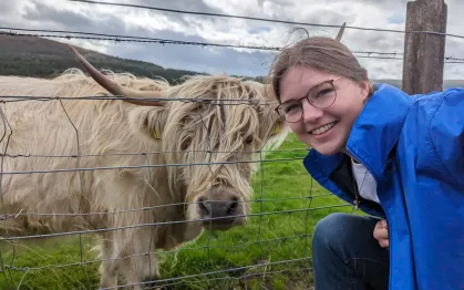 Marietta College student Carson Halbower ’25 poses for a photo during her Education Abroad trip to Aberdeen, Scotland