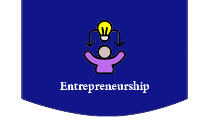 entrepreneurship with illustrated student and lightbulb above head