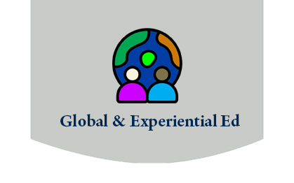Global & Experiential Education with Illustration: globe and two students