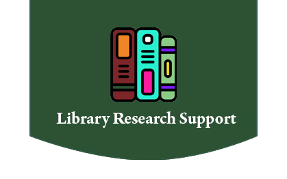 Library Research Support with Illustration: books on a shelf 