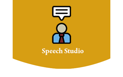 Speech Studio with illustration: student with speech bubble