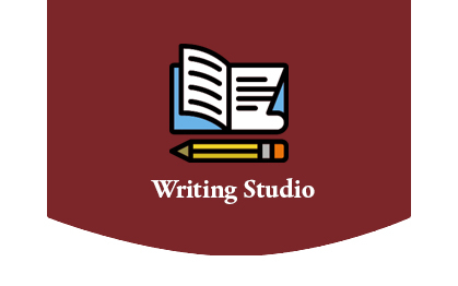 Writing Studio with illustration: booklet and pencil