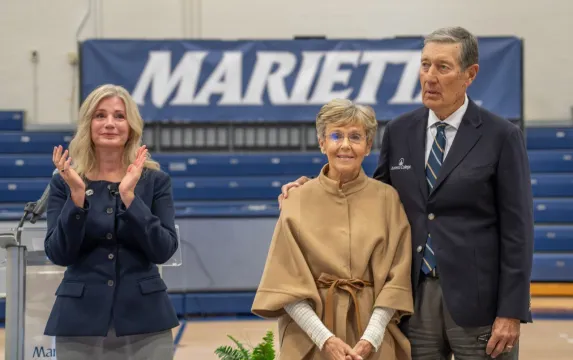 Joe and Linda Chlapaty  with President Kathleen Dougherty