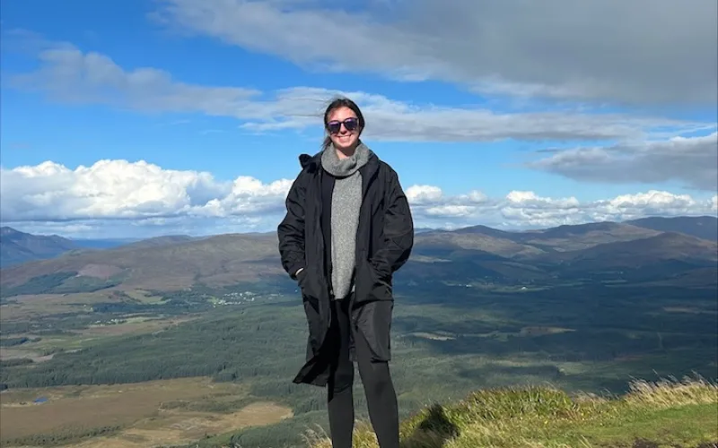 Marietta College student Abby Shartle ’26 poses for a photo during her Education Abroad trip to Aberdeen, Scotland