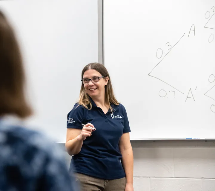 Professor Holly Menzel teaching Actuarial Science Majors