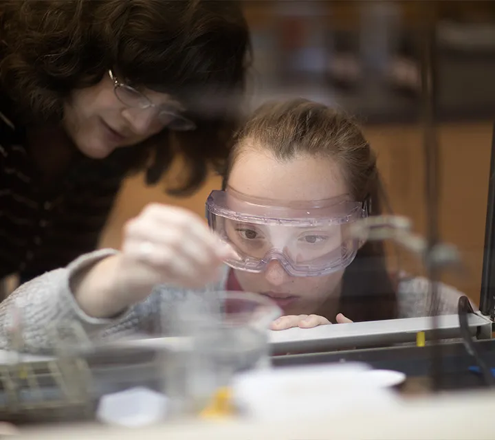 Student works in the biochemistry lab. 