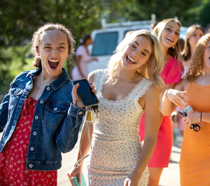 Marietta College first-year students smile as they leave Matriculation