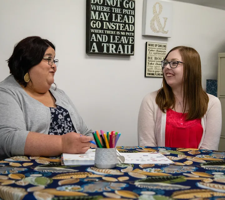 A Marietta College student receives tutoring