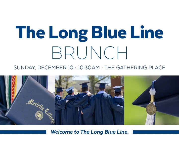 Text: The Long Blue Line Brunch Sunday, December 10 • 10:30AM • The Gathering Place Welcome to the Long Blue Line