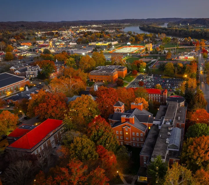 Drone image of Marietta, Ohio