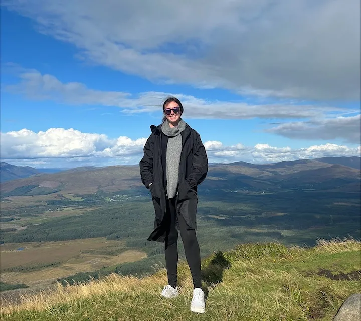 Marietta College student Abby Shartle ’26 poses for a photo during her Education Abroad trip to Aberdeen, Scotland