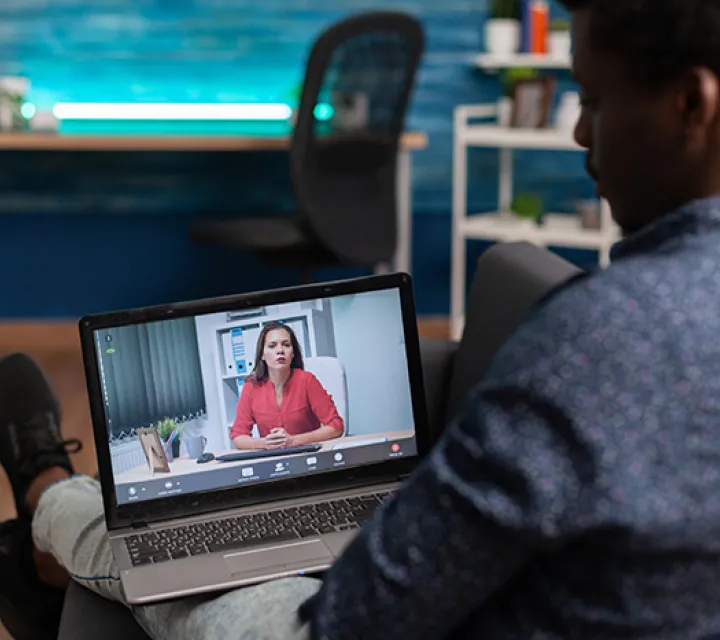 Student studying online