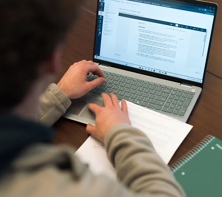 Online course on computer screen