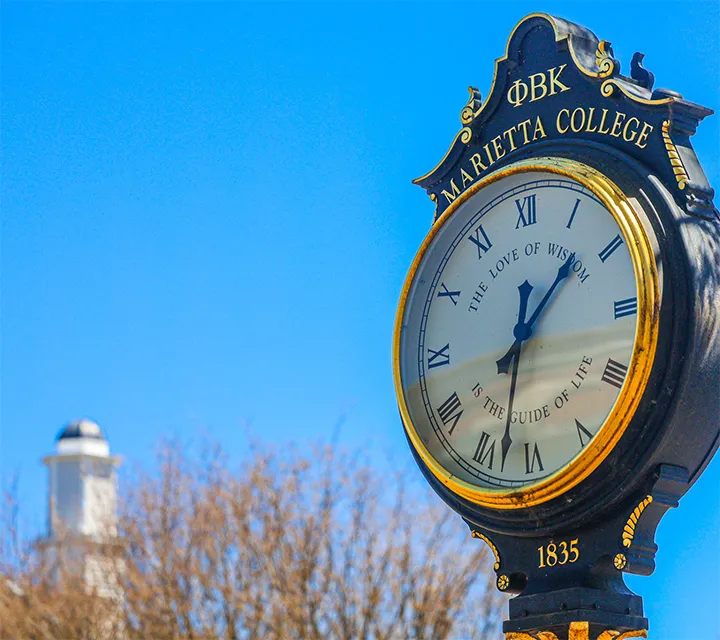 Phi Beta Kappa clock on the campus mall