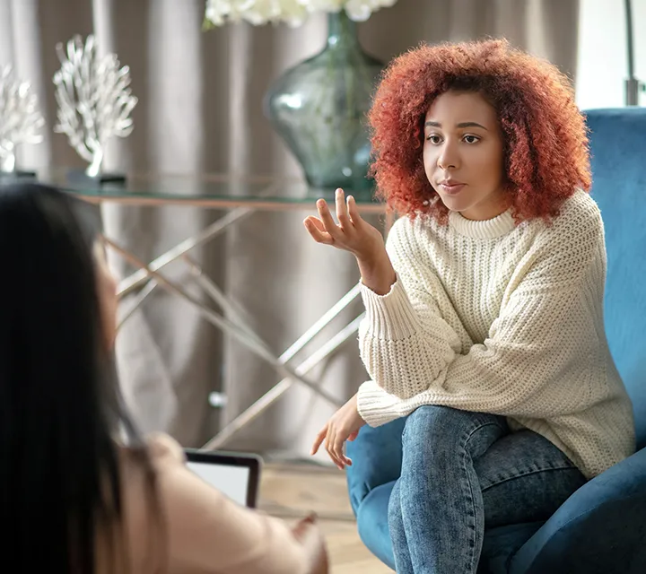 Client speaking with a counselor