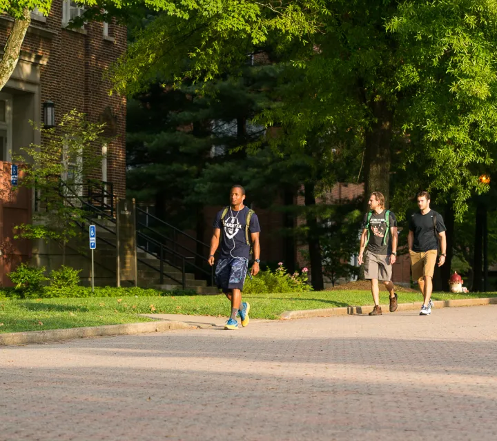 Students walk down Christy Mall between classes