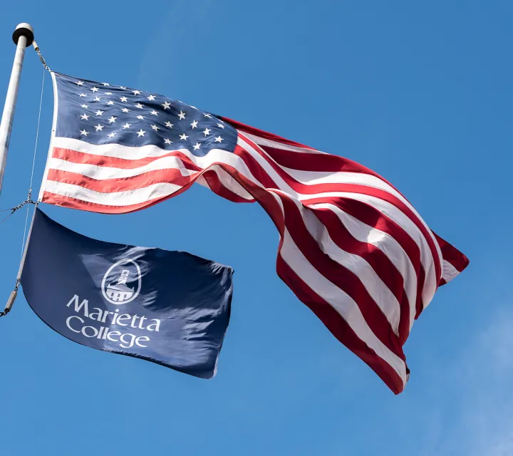 American Flag on campus