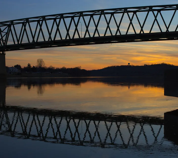 beauty shot of sunset of the bridge to Williamstown