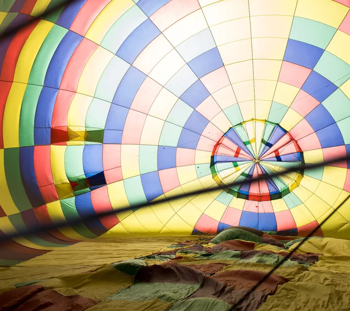 Inside of a balloon being filled for Doo Dah Day