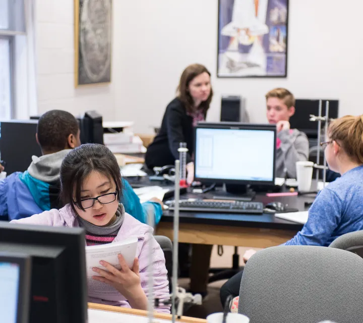 Student in science classroom